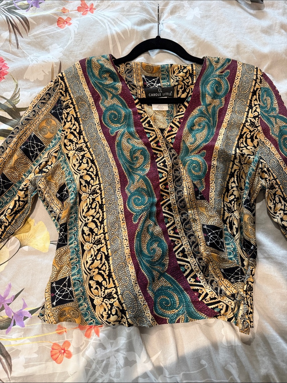Carole Little Multicolor V-Neck Patterned Blouse